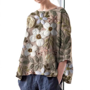 Butterfly Print Loose Batwing Sleeve Plus Size T Top