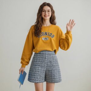 Fashionable Plaid Knitted Shorts For Women